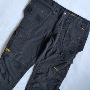 DeWalt Pro Tradesman Stretch Pant Mens 34x33 Black Utility Cargo Work Wear Knee